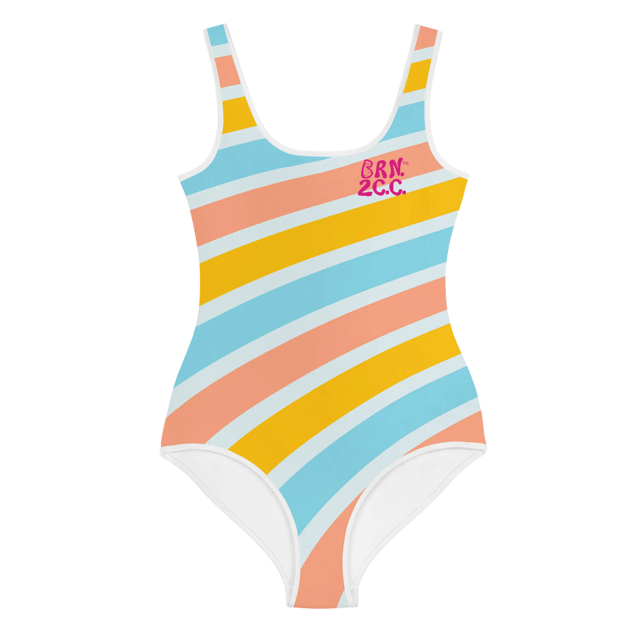 💖Girls' | Youth | BRN.2C.C.™ | 👙Pink Logos on Bright Stripes | Pink Logos on Bright Stripes product image (3)