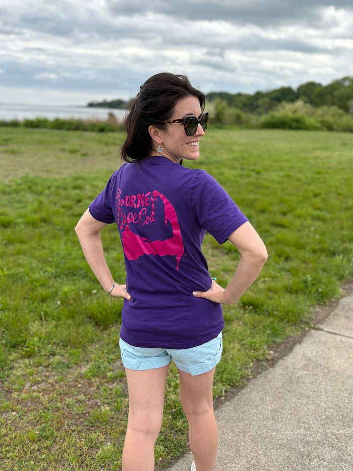 Women's | BOURNE to Cape Cod™ | Supersoft T-Shirt by Bella+Canvas | Vibrant Pink Logo on Bright Colors product image (2)