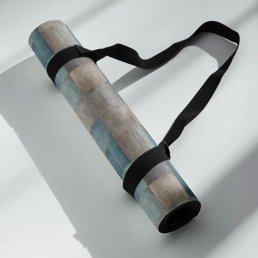 Yoga Mat with Painted Blue, Green and Brown Checked Pattern product image (8)