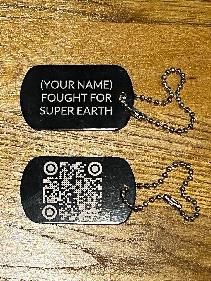 Custom Engraved Dog Tags - "____ Fought for Super Earth" product image (1)