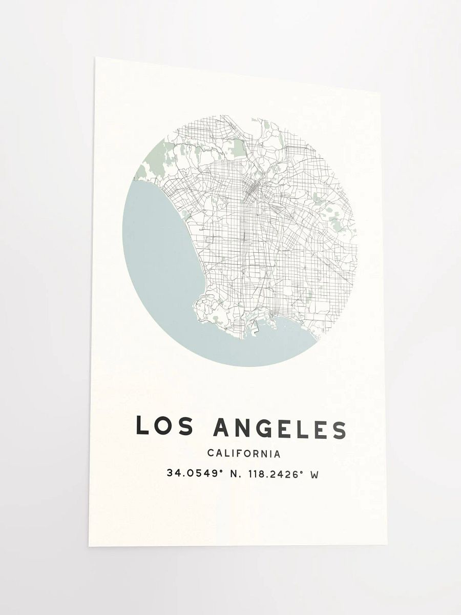 Los Angeles Street Map Poster – Beige Minimalist Circular City Art product image (5)