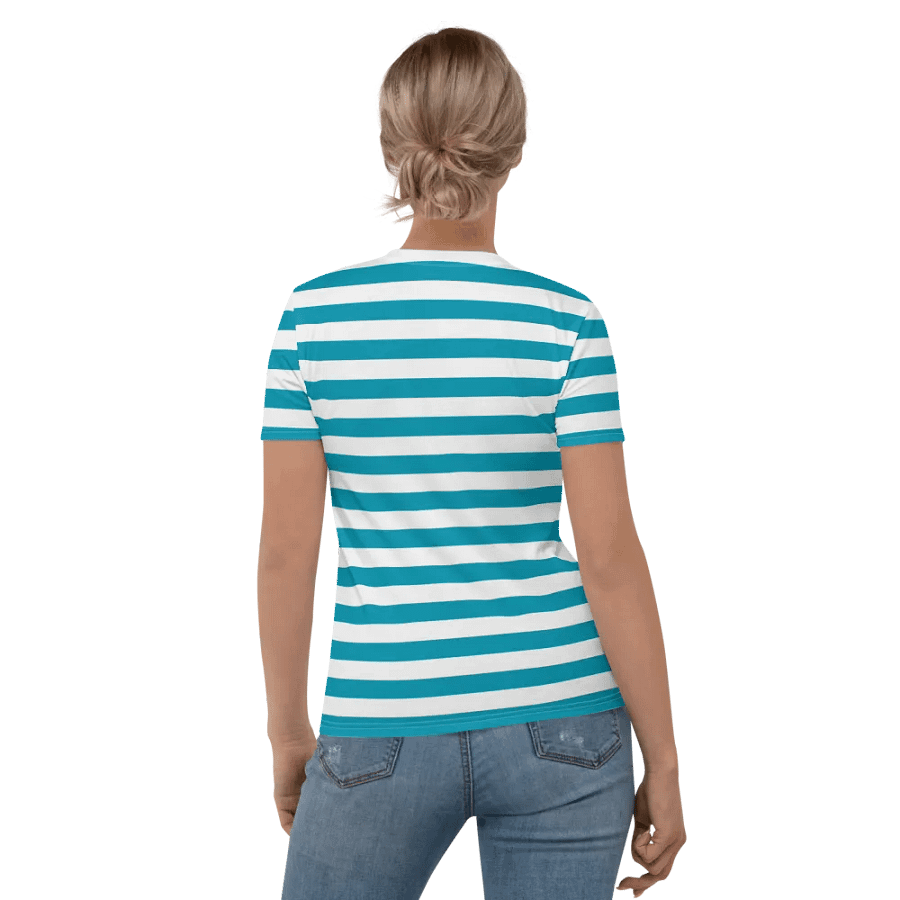 Butterfly Blossom Women's Stripped Teal All-Over Print Tee product image (2)