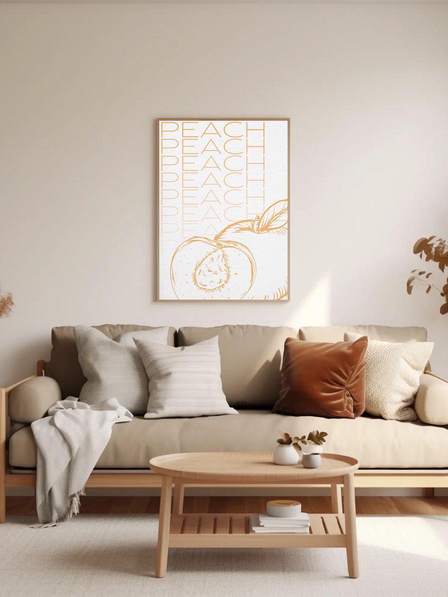 Peach Fruit Wall Art - Minimalist Peach Illustration, Modern Kitchen Decor, Fresh Fruit Print, Summer Vibes Artwork, Farmhouse Style product image (2)