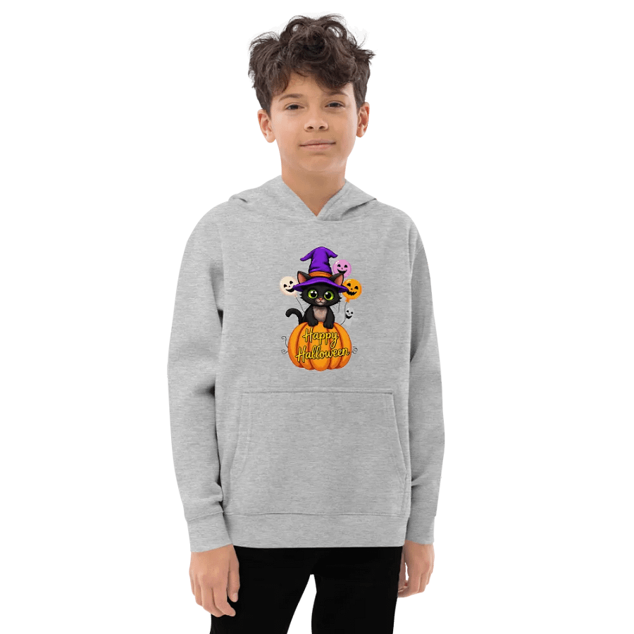 Witchy Sitting Pumpkin Cat Youth Pullover Fleece product image (3)