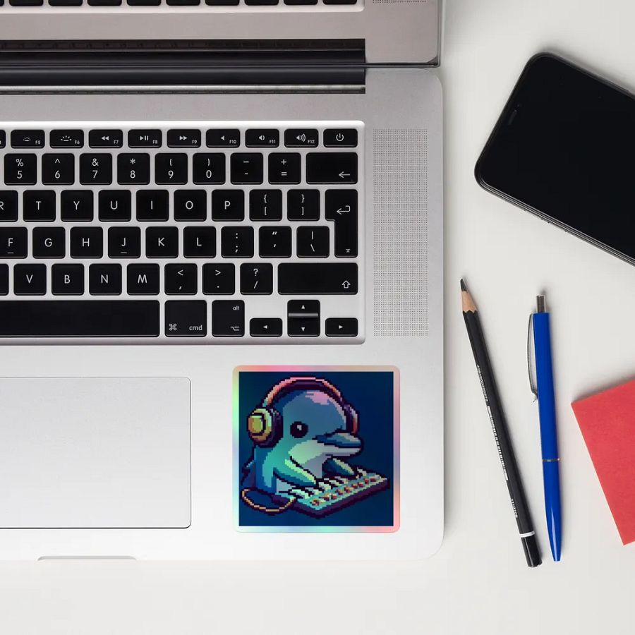 Dolphin DJ Sticker (Holographic) product image (10)