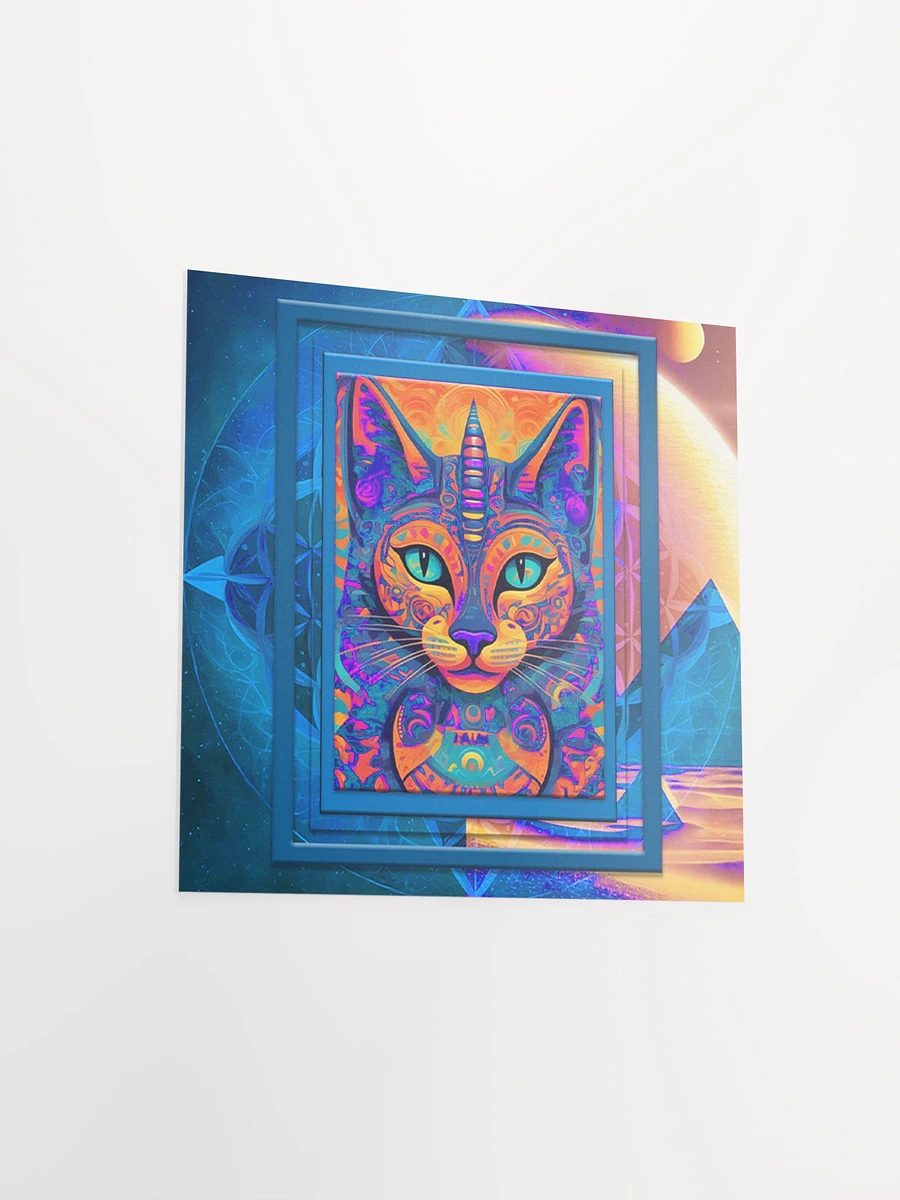 Space Cat Blue Orange Square Poster product image (7)