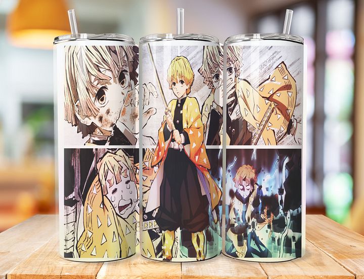 Zenitsu Agatsuma 20 oz Stainless Steel Tumbler – Demon Slayer Thunder Breathing Design product image (1)