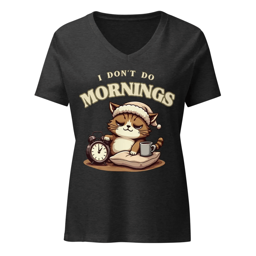 Sleepy Cat Morning Protest Women's V-Neck Tee product image (3)
