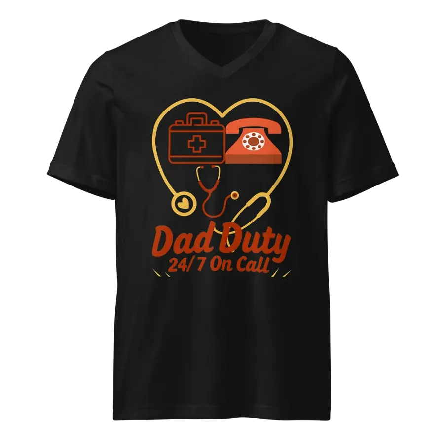 On Call Dad Duty Heart Outline v-neck Tee product image (1)