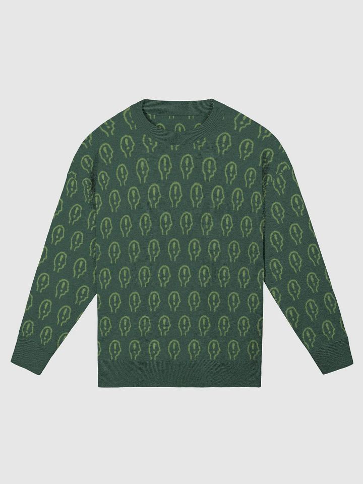 EXCLAIMING MENTALLY (repeating design, duotone green) relaxed knitwear crewneck product image (3)