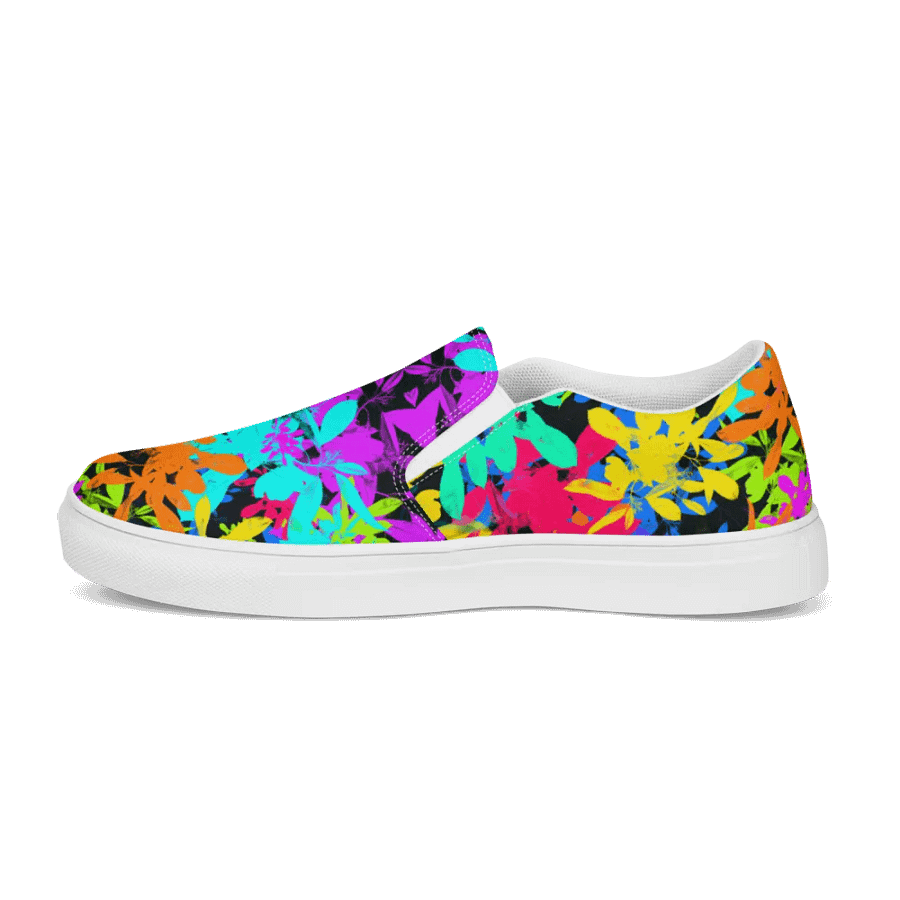 Ladies Brightly Coloured Geometric Leaf Design Slip On Shoes product image (7)