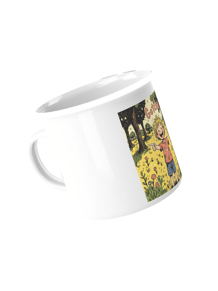 Gotcha! Playful Child – Whimsical Forest Enamel Mug product image (4)