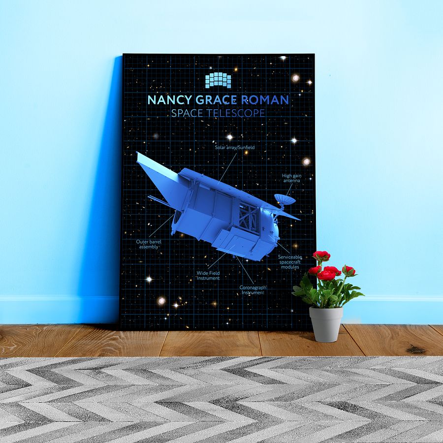 Nancy Grace Roman Telescope Blueprint Poster — NASA NGRST Space Print, Futuristic Science Wall Art, Space Blueprint Decor product image (1)