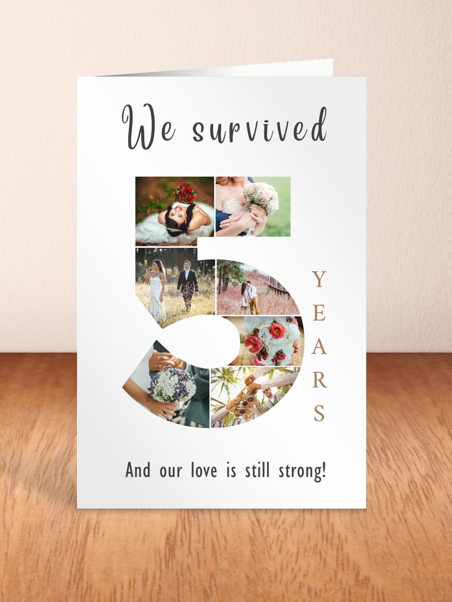 5 Year Anniversary Photo Card Editable Canva Template product image (2)