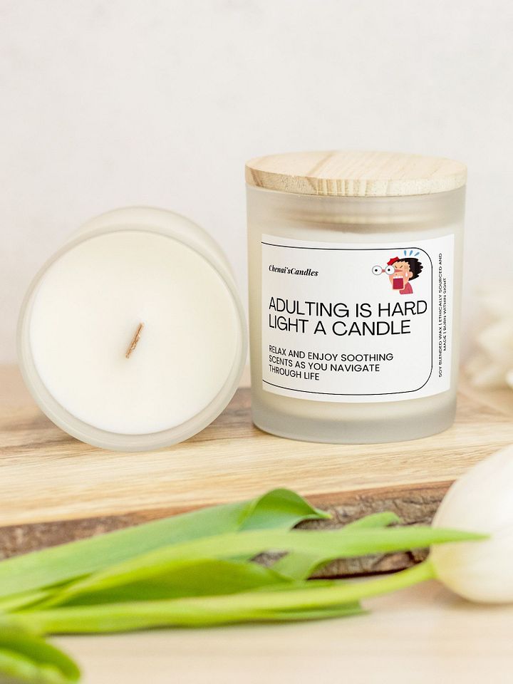 Adulting is hard frosted candle product image (1)