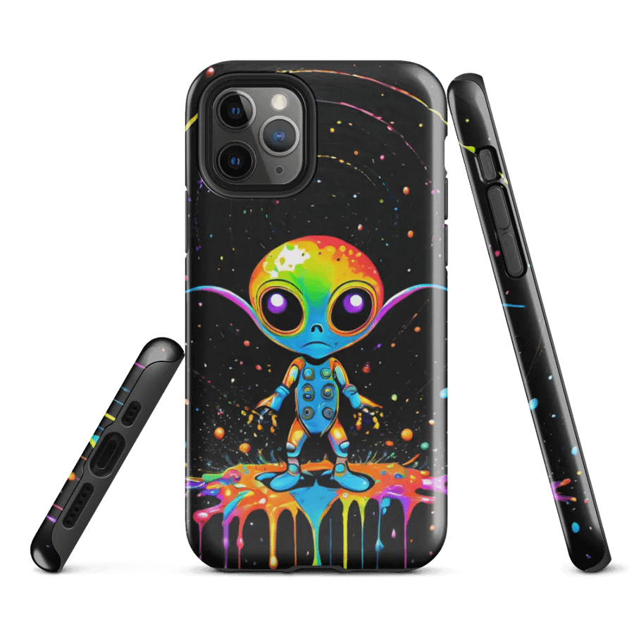 Tough Phone Case for iPhone® - Colorful Paint Splash Alien Dude product image (1)