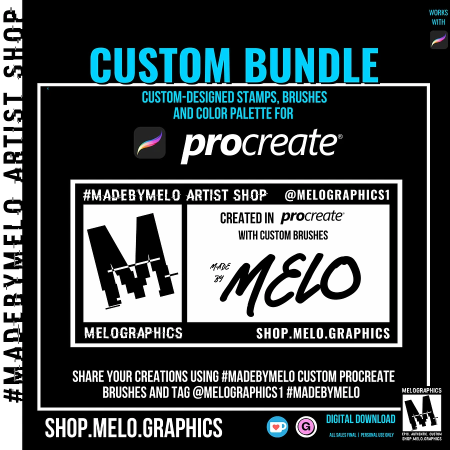 Custom Procreate Brush Set Sampler - 10pk | #MadeByMELO product image (4)