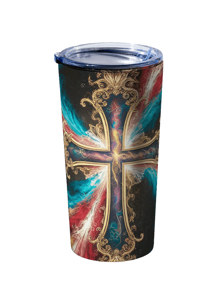 Lift Me Up Lord 3D Christian Cross Red Gold 20oz Stainless Steel Tumbler product image (2)