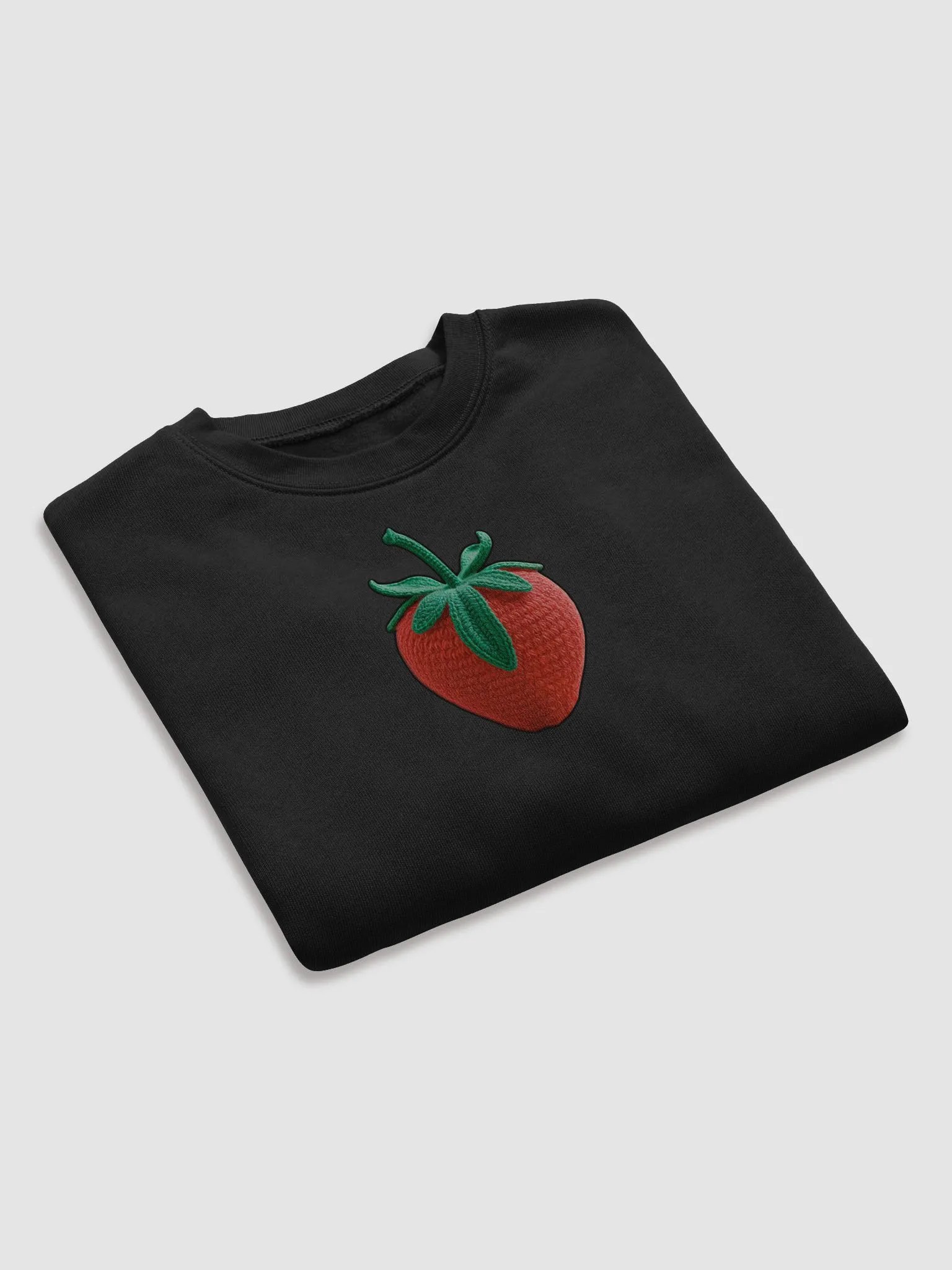 CozyAvocado Women's Black Fleece Crop Sweatshirt Strawberry #1 product image (7)