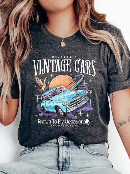 Flying Vintage Inspired Car Shirt, Wizard Flying Car Shirt,, Wizard Shirt, Weasley Shirt, Cute Halloween Sweatshirt product image (1)