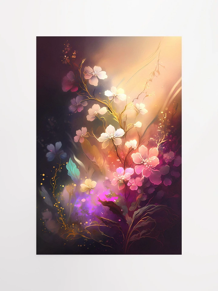 Enchanted Twilight Blossoms Poster: Radiant Floral Art for Mystical Interior Ambiance Matte Poster product image (2)