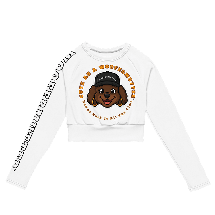 Cute As A WooferMutter™ Long Sleeve White Crop Top product image (2)