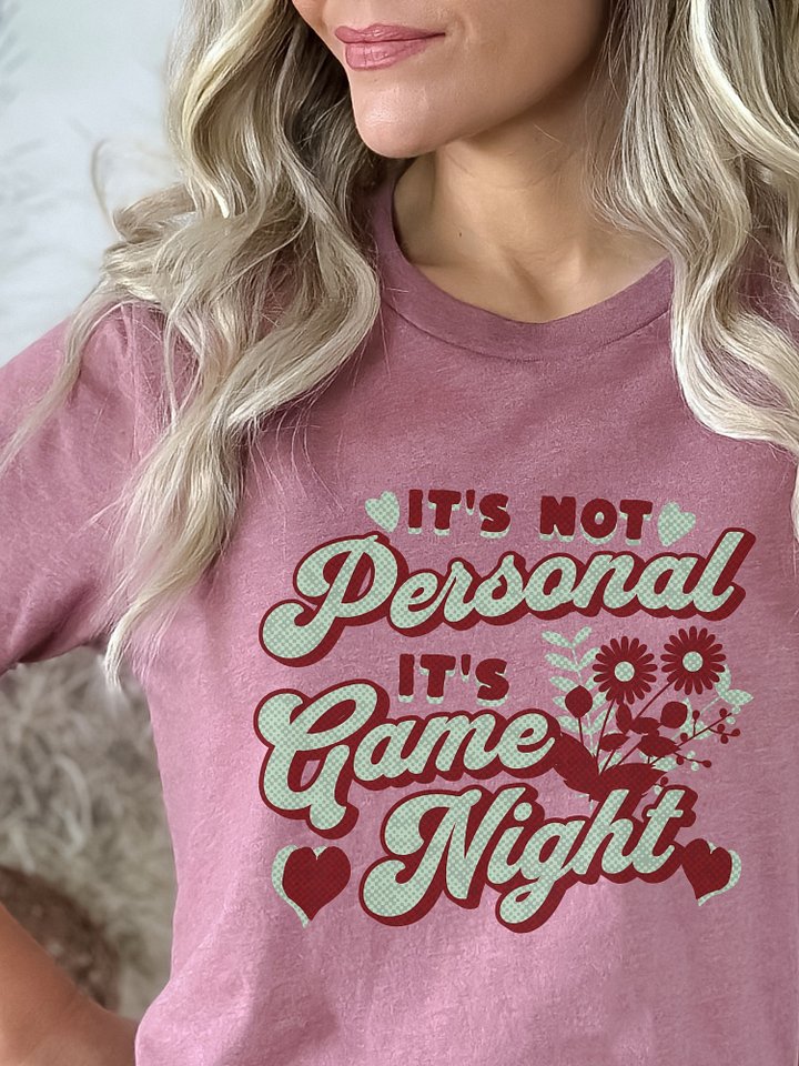 Retro Gamer Girl Shirt, Pretty Board Game Shirt for Women, It's not Personal It's Game night, on Heather Orchid product image (1)
