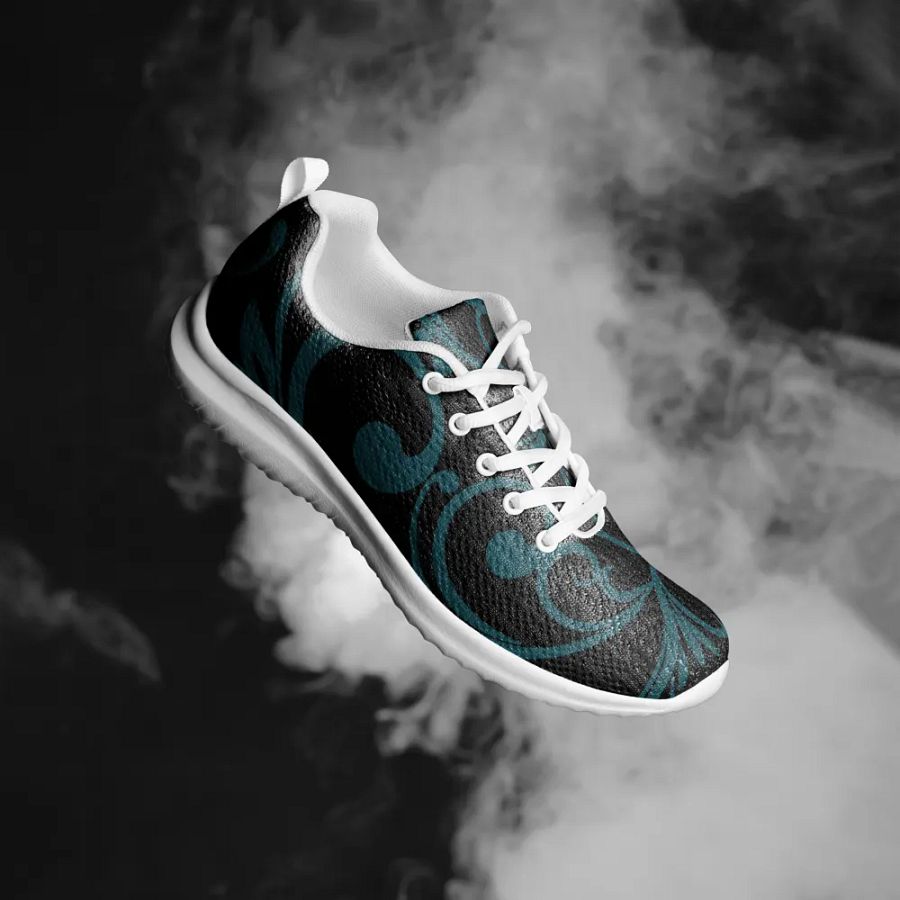 Dark Teal Twirls Women's Athletic Sneakers product image (12)