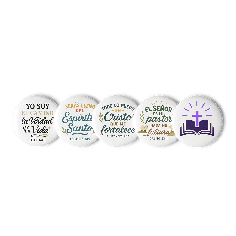 Christian Pin Button Set – Mensajes Cristianos – Spanish Verse Design product image (1)