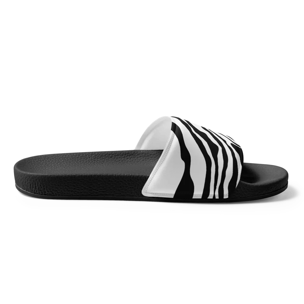 B/W Monochrome Printed Waves Women's Slides product image (11)