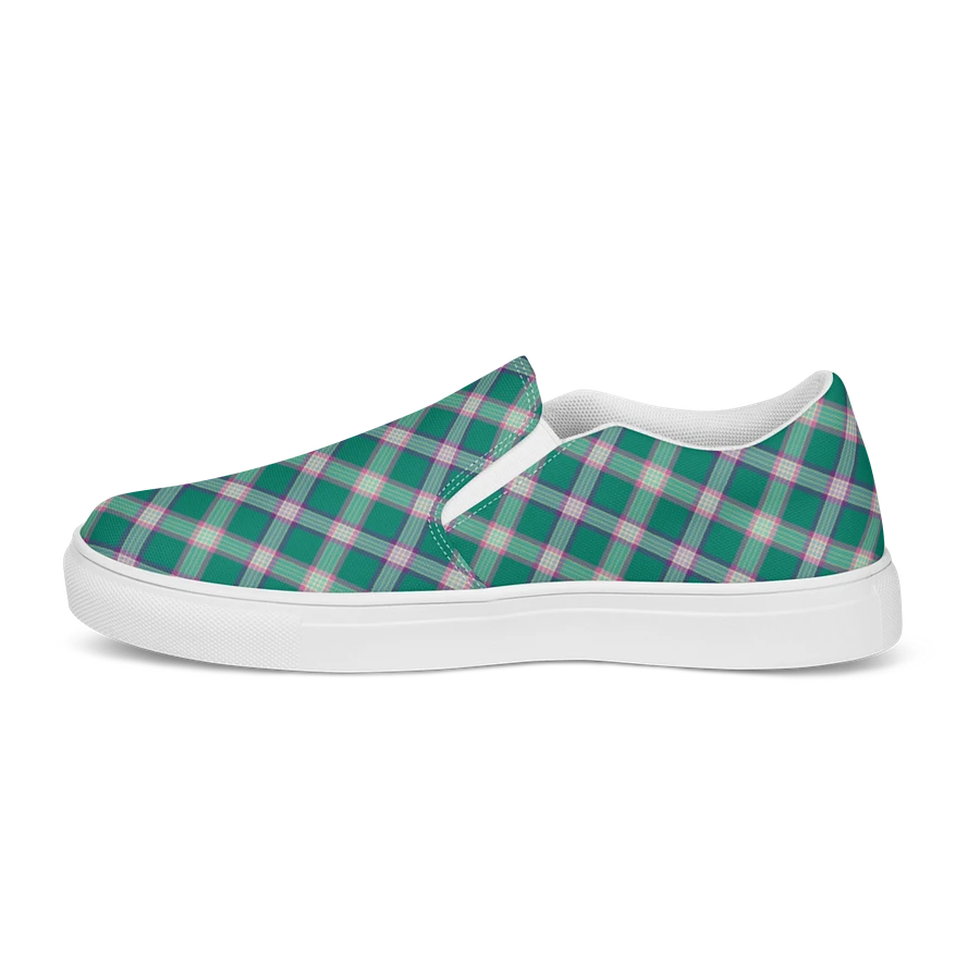 Emerald Green and Purple Plaid Women's Slip-On Shoes product image (6)