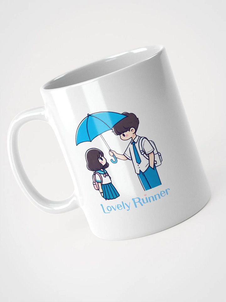Lovely Runner Umbrella Scene White Coffee Mug (English) product image (1)