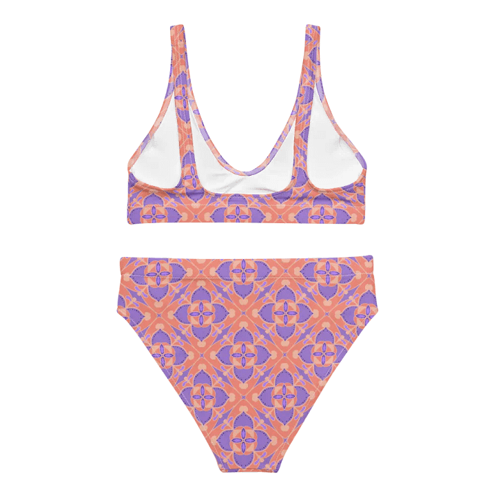 Pastel Orange and Mauve Pattern High Waisted Bikini product image (2)