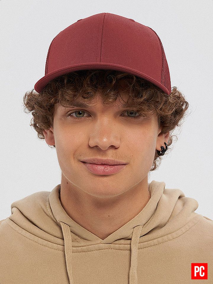 Plain Color Cardinal Snapback Mesh Trucker Hat product image (1)