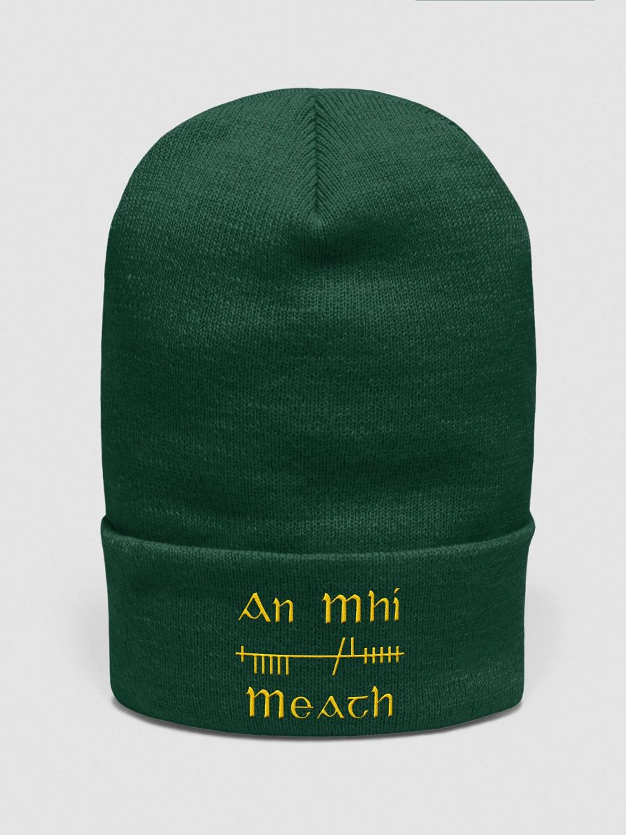 Meath/An MhÍ Orthodox style Ogham, green with gold, embroidered Cuffed Beanie product image (1)