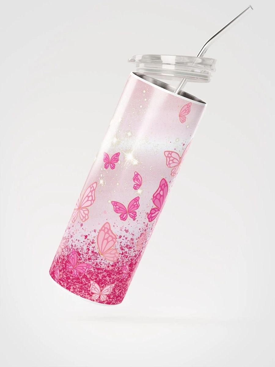 Flutter in Style with our Pink Butterfly Stainless Steel Tumbler! 🦋 product image (2)