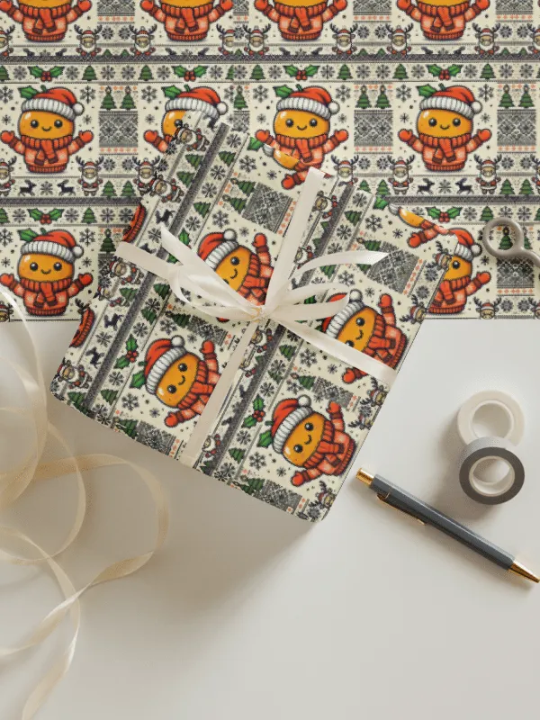 Tangerine Xmas Wrapping Paper Sheet Set product image (1)