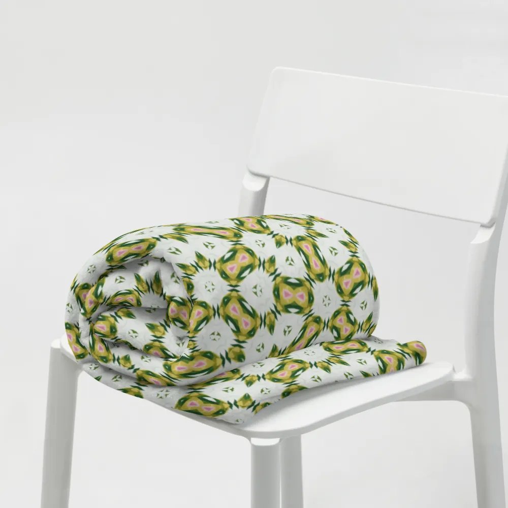 Yellow White Green & Pink Geometric Floral Throw Blanket product image (1)