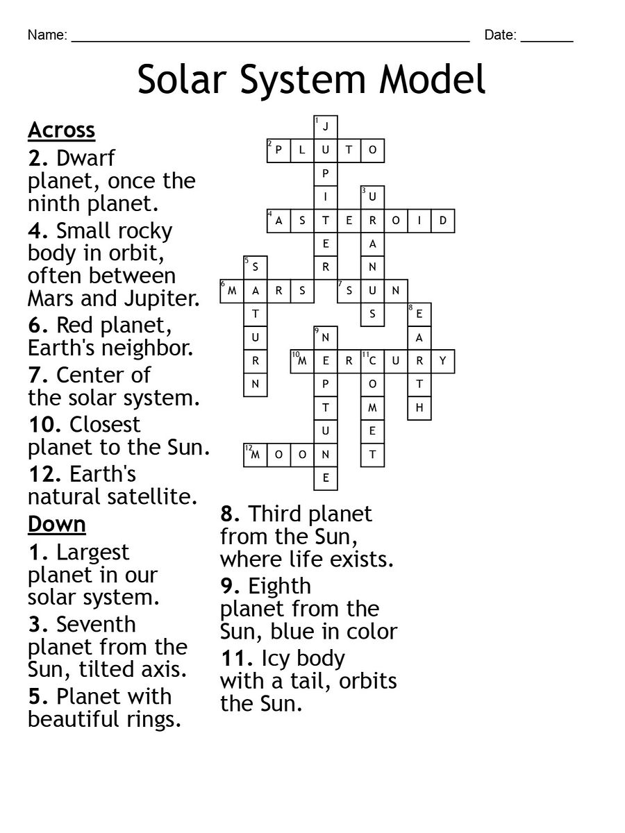 Solar System Model Crossword Puzzle product image (2)
