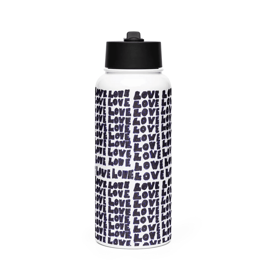 Love Stainless Steel Water Bottle with a Straw Lid in White product image (1)