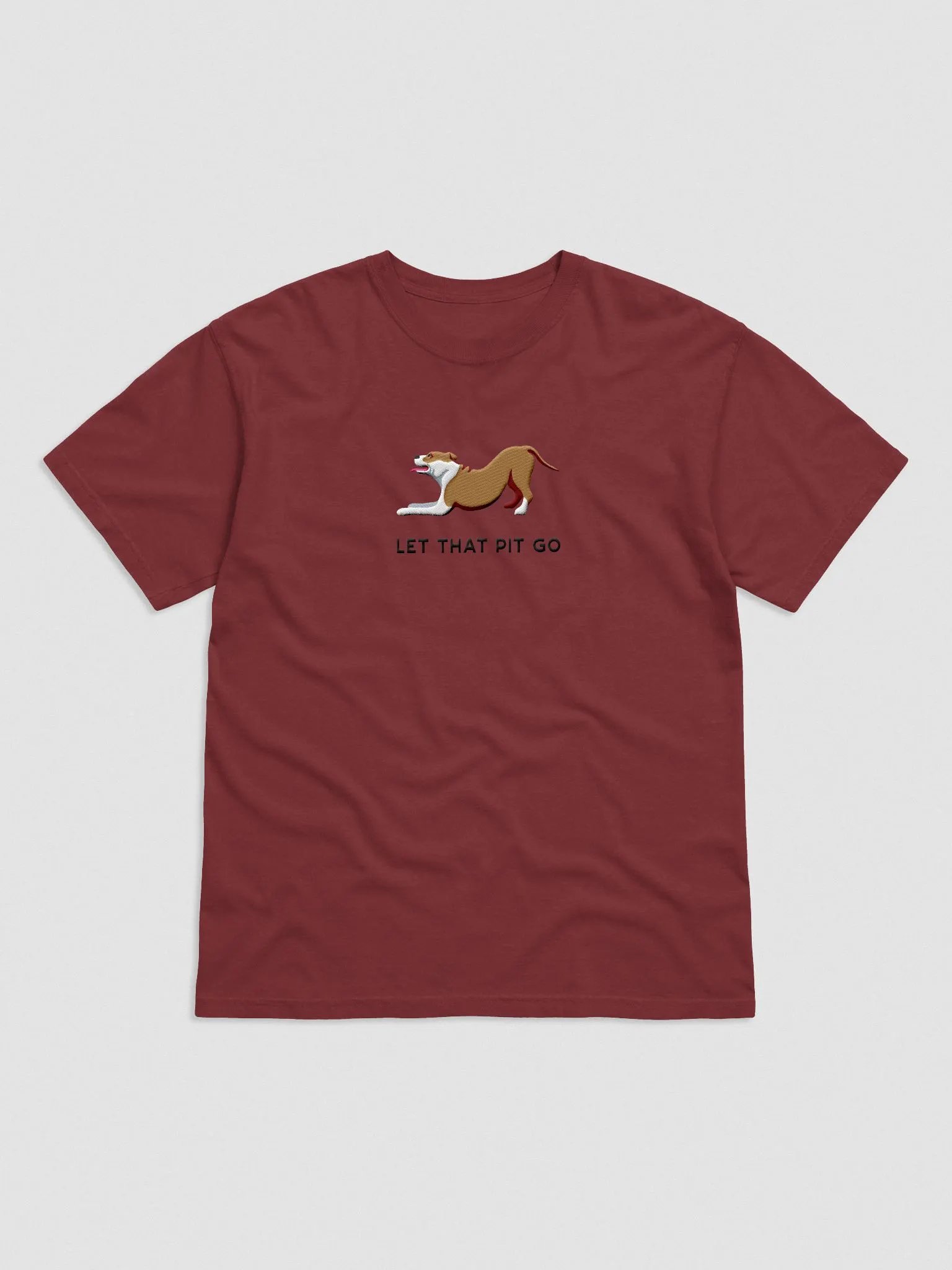 Let That Pit Go T-Shirt(Embroidered) of a Pitbull Terrier product image (4)