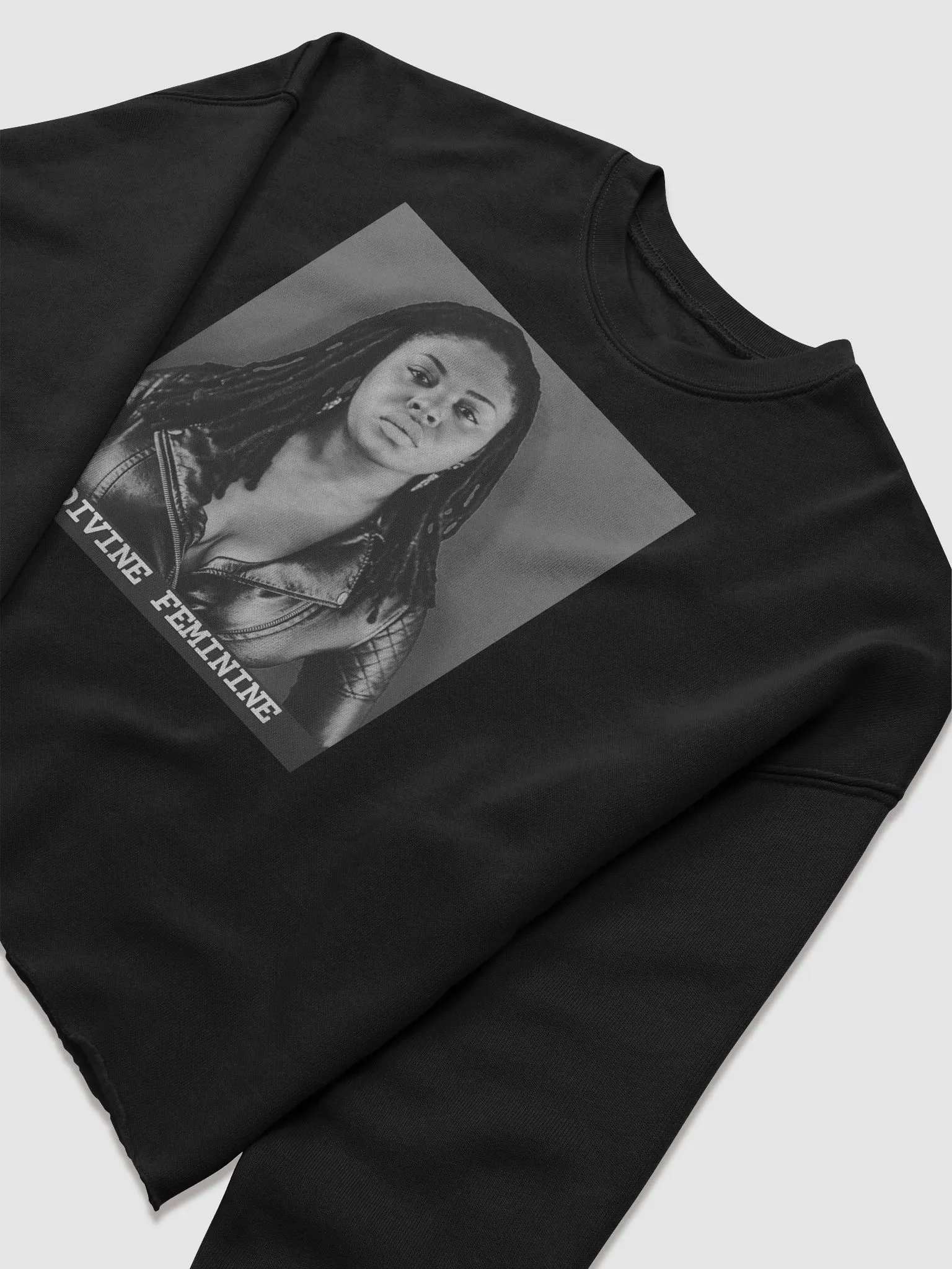 Divine Feminine Crop Top Sweatshirt Black product image (5)