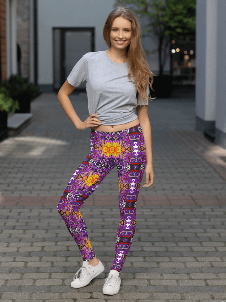 Purple African Inspired Symmetry Design Leggings product image (1)
