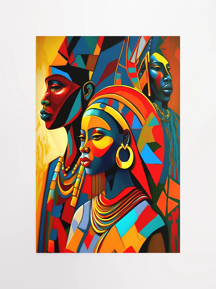 Tribute in Triptych: Stylized African Figures Africa Art Colorful Abstract Art Matte Poster product image (2)
