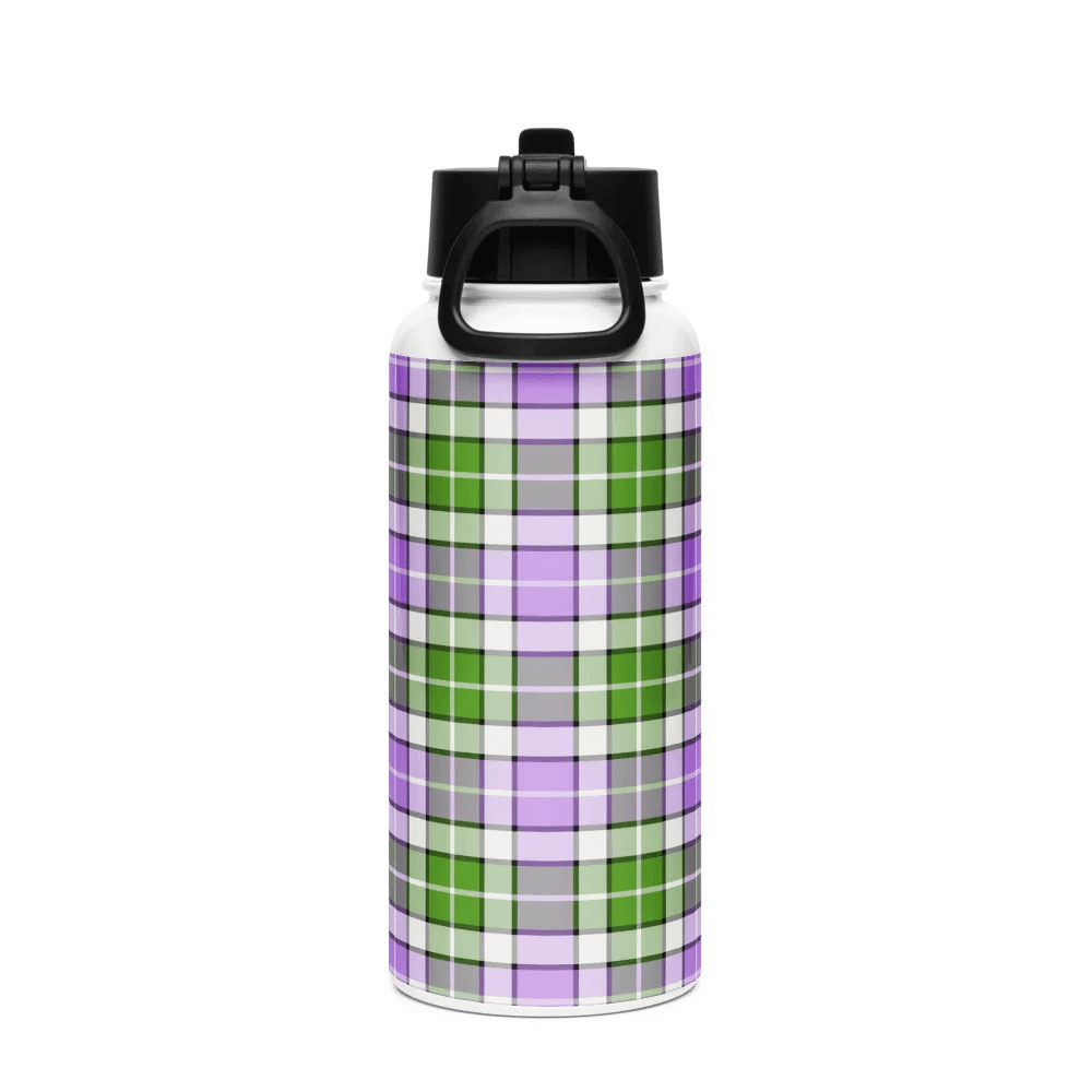 Lavender and Green Plaid Water Bottle product image (3)
