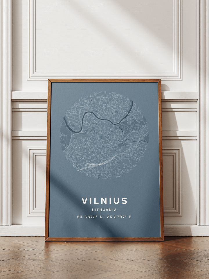 Vilnius Street Map Poster – Blue Minimalist Circular City Art product image (1)