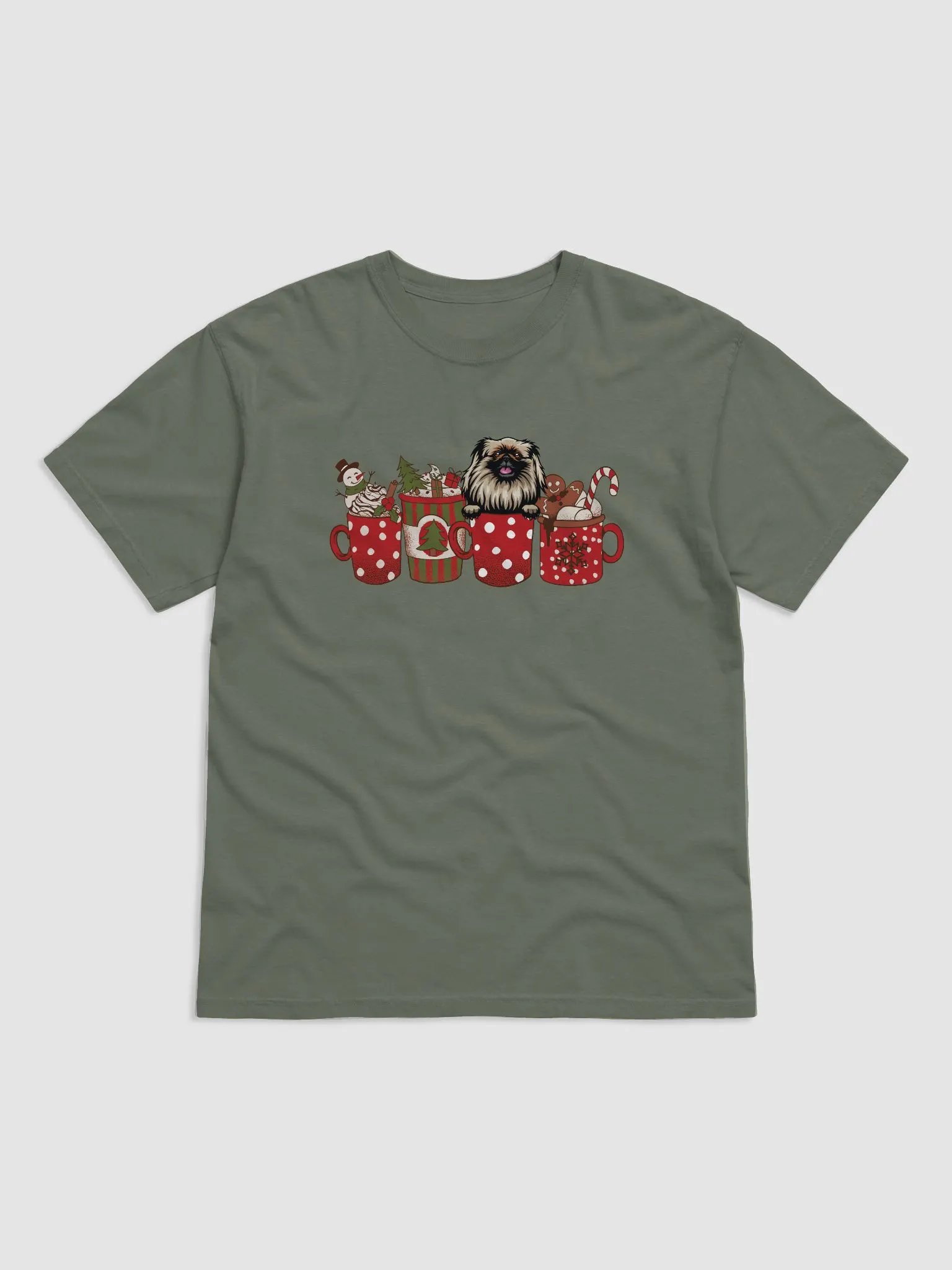 Cute Pekingese in a Christmas Cup T-Shirt | Funny Christmas Pup in a Cup product image (19)