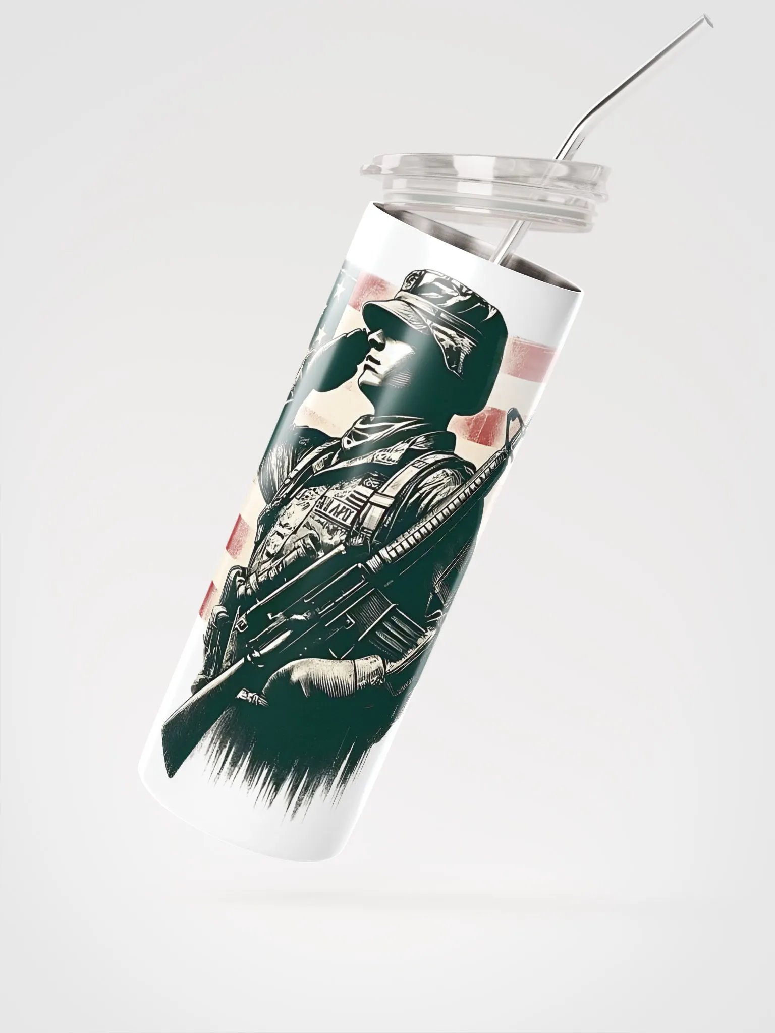 Saluting Soldier - Proud USA Patriotic Tribute Vintage Stainless Steel Tumbler product image (2)