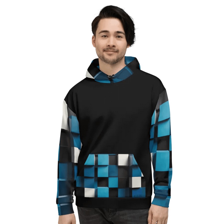 Black And Blue Squares Unisex Hoodie product image (2)