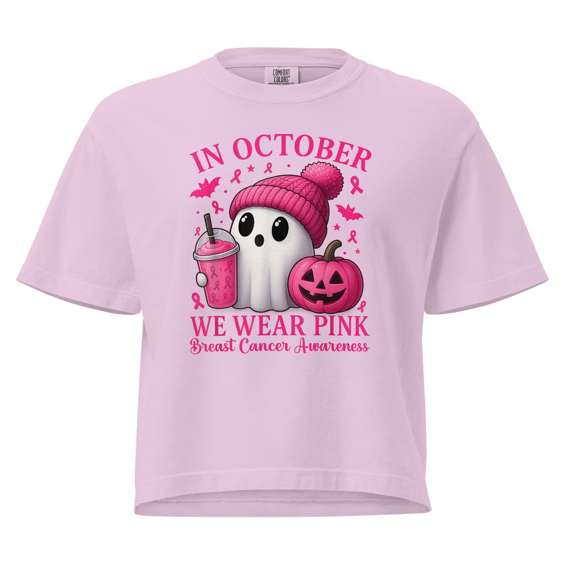 In October We Wear Pink - Breast Cancer Awareness Ghost Heavyweight Boxy T-Shirt product image (9)